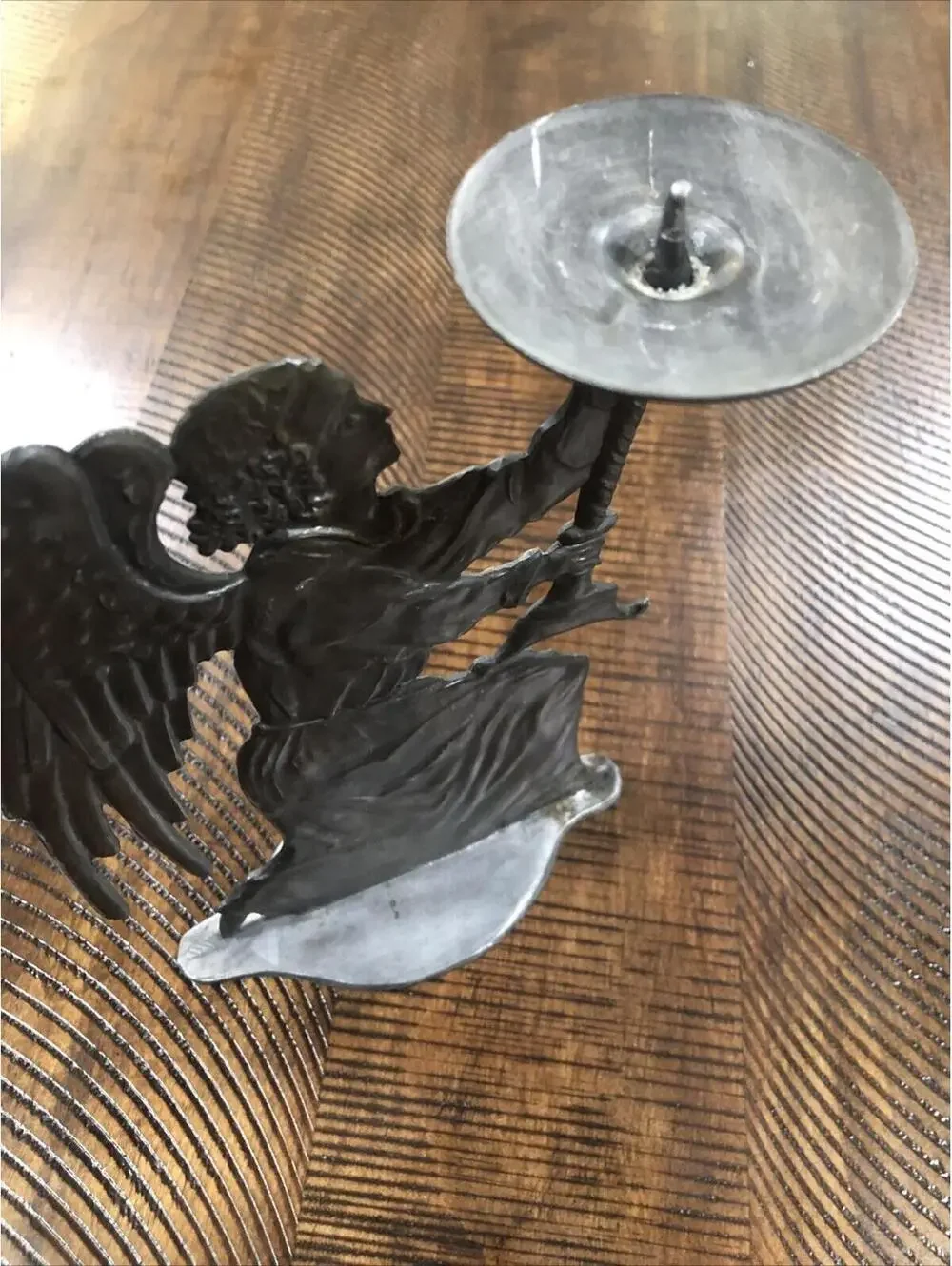 Vtg Pewter Kneeling Angel Candleholder‎ Made In West Germany Celestial Religious